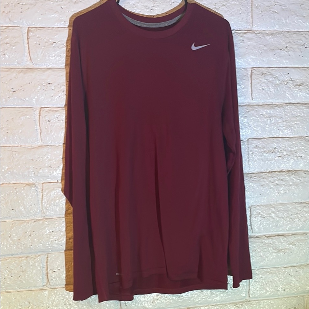 Nike Men's Maroon Long Sleeve Dri-Fit Shirt